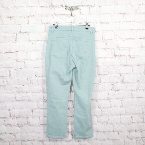 LL Bean True Shape Jeans High Rise Slim Leg Ankle Cotton Light Blue 8 - Picture 6 of 12